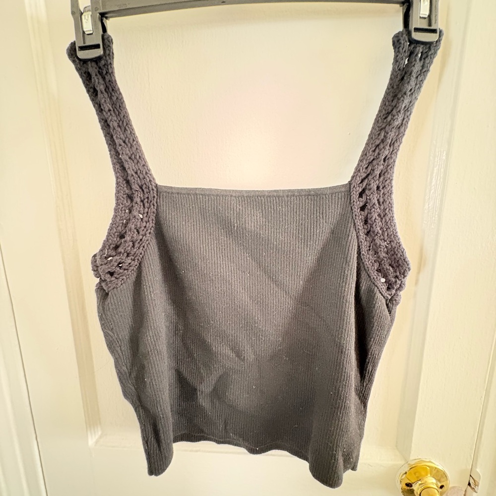 Aerie Black Embellished Fitted Sleeveless Tank Top - Picture 7 of 8